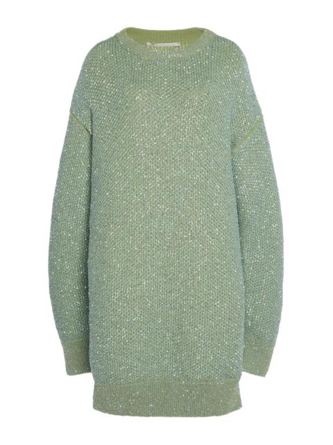 Sequined Wool-Blend Mini Cape Dress green