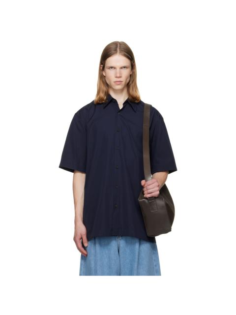 Dries Van Noten Navy Short Sleeve Cotton Shirt