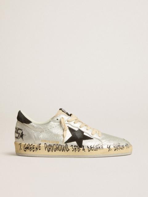 Ball Star in silver leather with gray suede star and heel tab