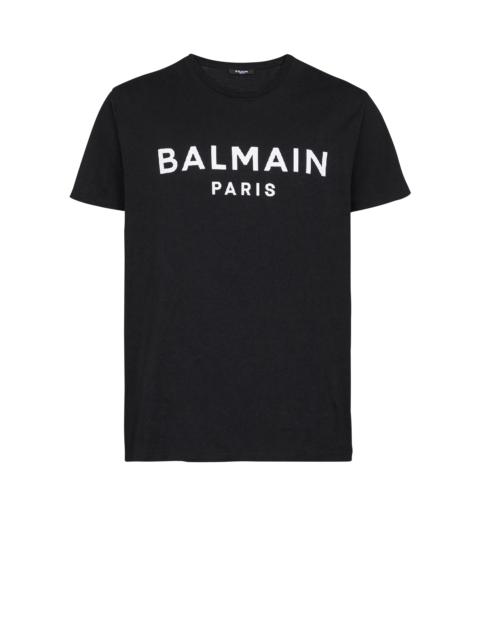 Eco-designed cotton T-shirt with Balmain Paris logo print