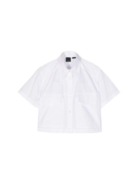 short-sleeve panelled cotton shirt