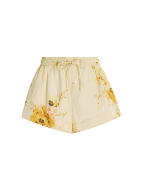 Lightburst Floral Cotton Shorts yellow