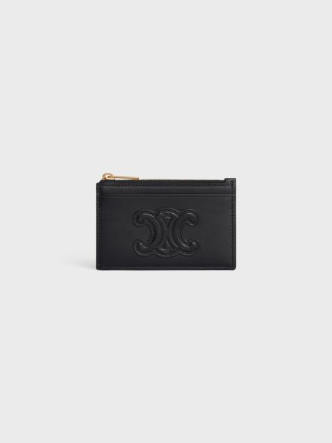 CELINE ZIPPED CARD HOLDER CUIR TRIOMPHE IN SHINY CALFSKIN