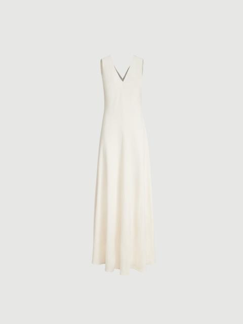 Brunello Cucinelli Silk and acetate crêpe cady fluid dress with precious neckline