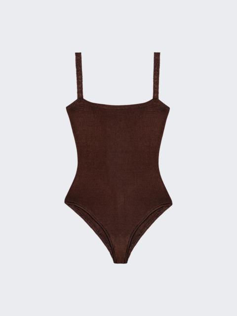 CALLE DEL MAR Knit One Piece Bodysuit Chocolate