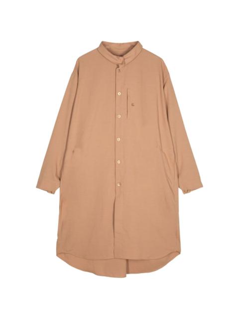 collarless button-down shirt