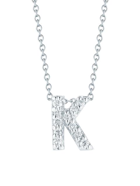 ROBERTO COIN Women's Tiny Treasures 0.08 TCW Diamond & 18K White Gold Initial Necklace - Initial K