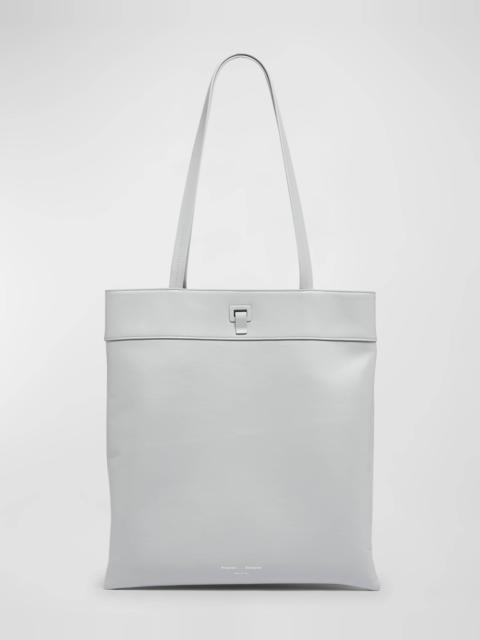 Split Double-Compartment Leather Tote Bag