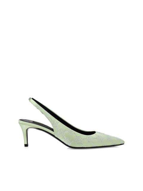 PHILIPP PLEIN 55mm rhinestone-monogram slingback pumps