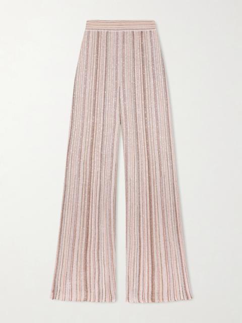 Missoni Striped Metallic Crochet-knit Wide-leg Pants