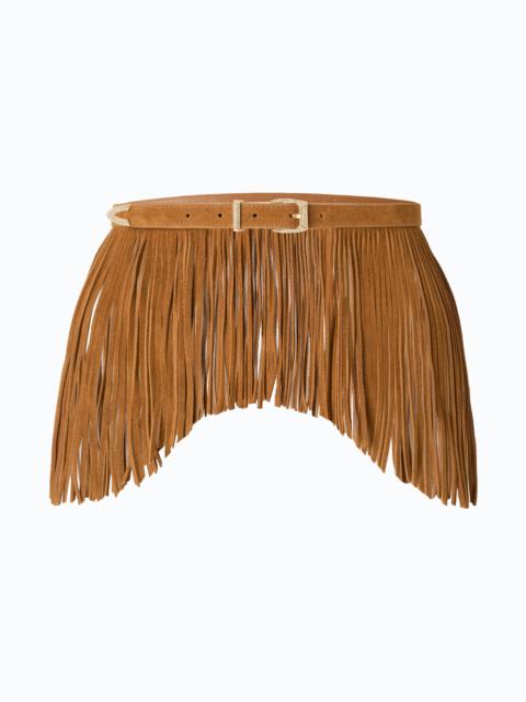 PINKO SUEDE BELT WITH FRINGING AND JEWEL DETAILS, 1.7 CM