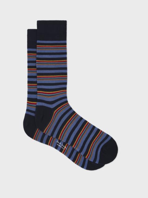 Paul Smith Navy 'Artist Stripe' Placement Socks