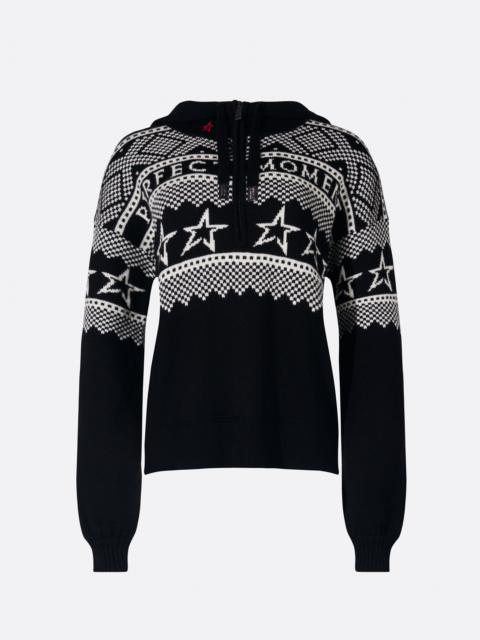 PERFECT MOMENT Intarsia-Knit Merino Wool Hoodie