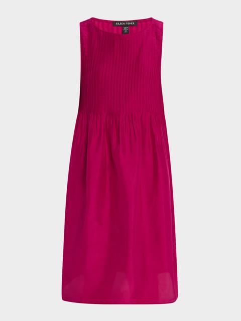EILEEN FISHER Sleeveless Pintuck Silk Midi Dress