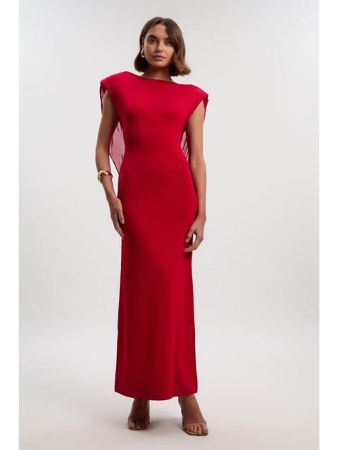 KAREN MILLEN Petite Viscose Blend Slinky Drape Plunge Back Knit Maxi Dress