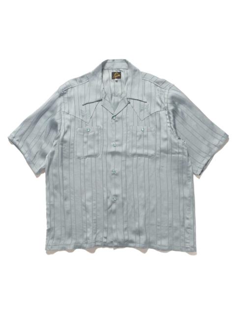 NEEDLES S/S Cowboy One-Up Shirt - TA/CU/PE Georgette Blue