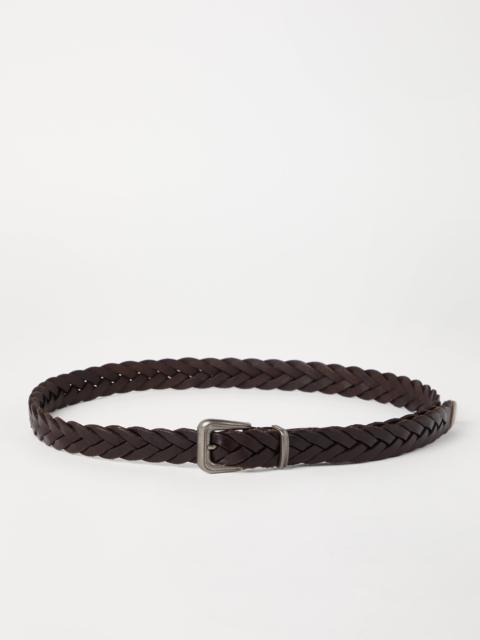 Brunello Cucinelli Braided leather belt with monili