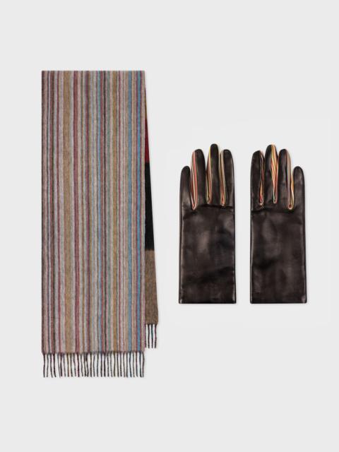 Paul Smith Leather Gloves & Cashmere-Blend Scarf Gift Set