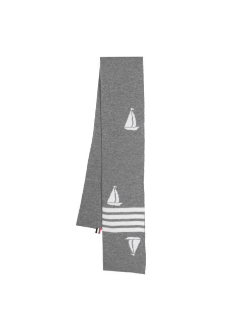 sail-motif merino wool scarf