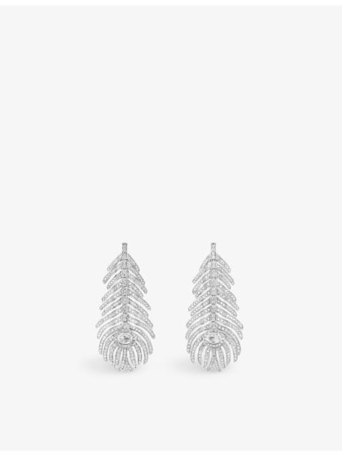 Boucheron Plume de Paon 18ct white-gold, 2.01ct round and 0.34ct rose-cut diamond pendant earrings
