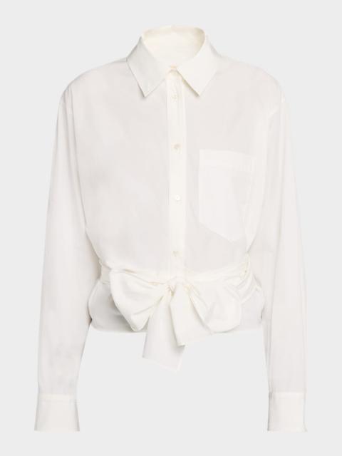WEEKEND Max Mara Fresco Draped Waist-Tie Cotton Poplin Shirt