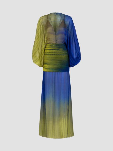 SILVIA TCHERASSI Women's Lilen Degradé Silk-Blend Gown - Green Navy Degrade