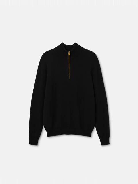 VERSACE Wool-Blend Half-Zip Knit Sweater
