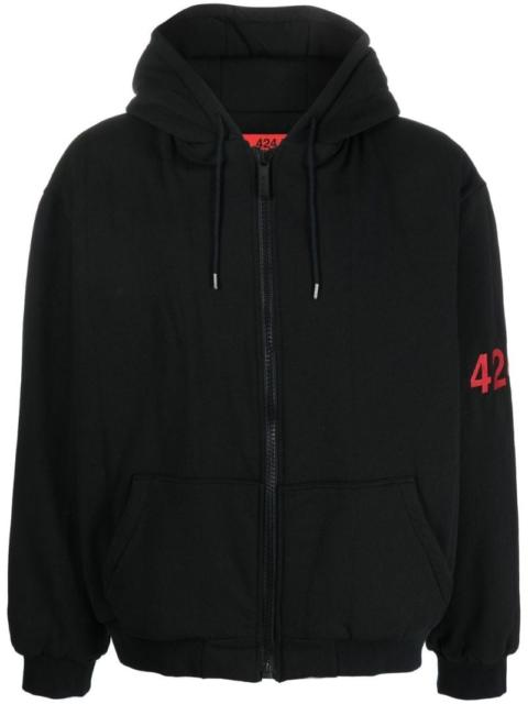 424 logo-print zipped hoodie