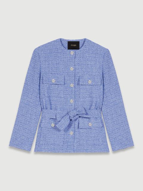 maje Belted tweed jacket