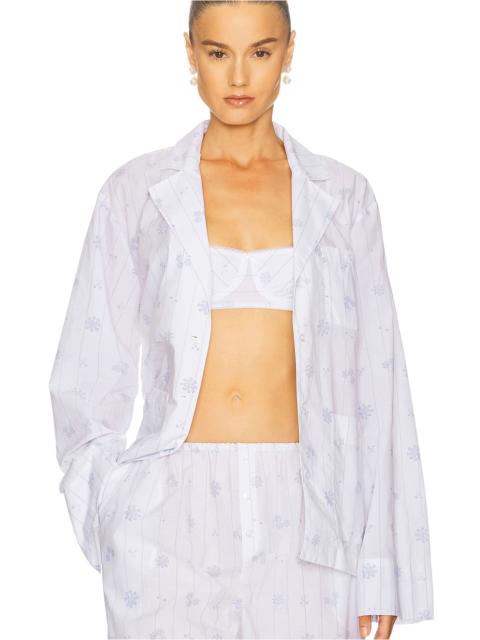 HELSA Pajama Top in Fleur Print Stripe