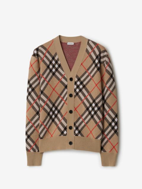 Burberry Check Wool Blend Cardigan