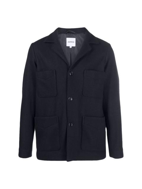 notched-collar wool shirt jacket
