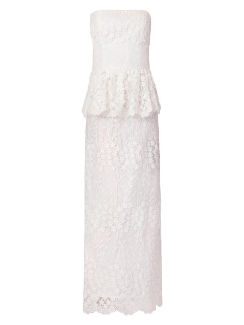 Shoshanna Women's Lotus Lace Strapless Peplum Maxi Dress - Optic White