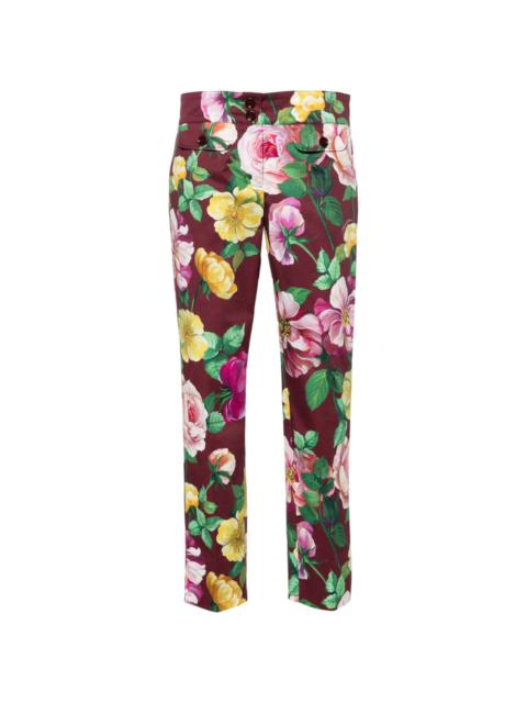 camellia-print trousers