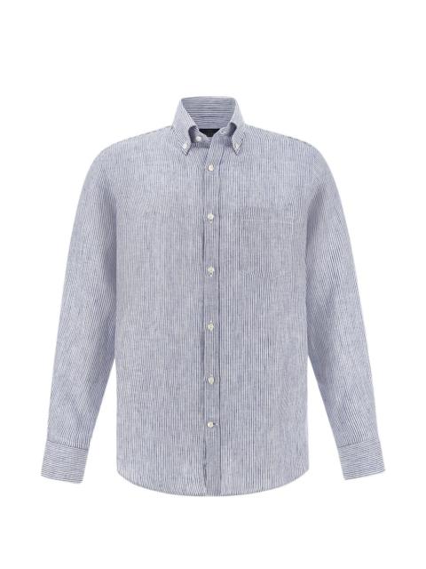 Paul & Shark striped-pattern linen shirt