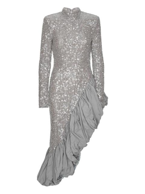 ROTATE sequin ruffled asymmetric dress