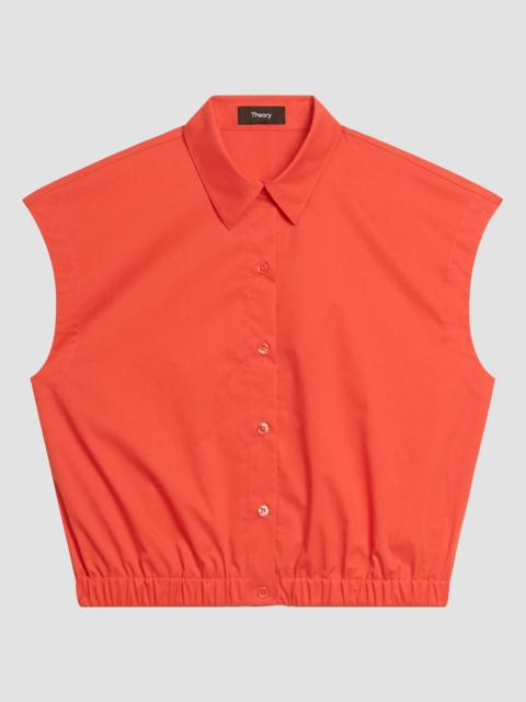 Theory Women's Cotton Poplin Crop Shirt - Poppy