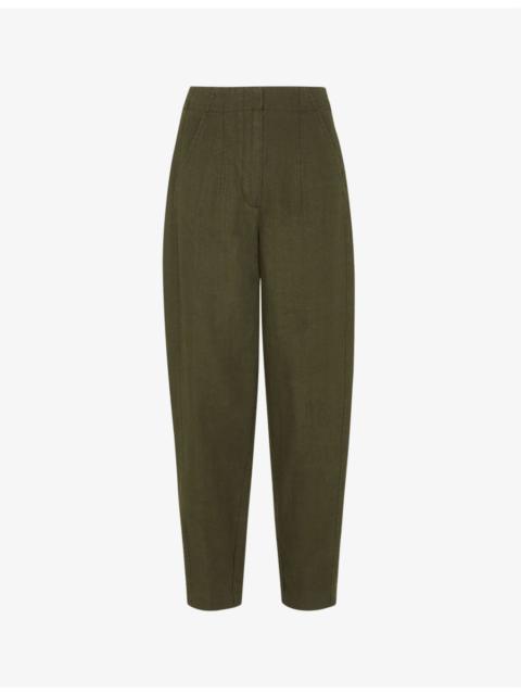 WHISTLES Barrel-leg loose-fit linen trousers