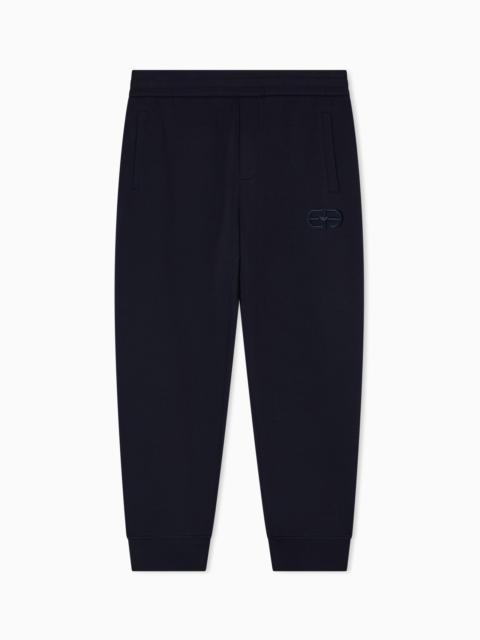 EMPORIO ARMANI Double-jersey joggers with embossed embroidered EA logo