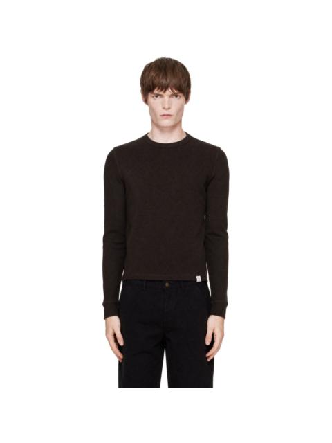 Merz b. Schwanen Brown Diamond-Patterned Cotton Thermal Longsleve T-shirt