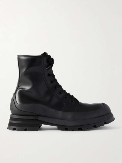 Alexander McQueen Wander Rubber-Trimmed Leather Boots