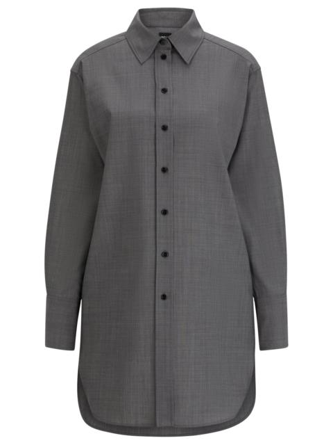 BOSS RELAXED-FIT BLOUSE IN ITALIAN VIRGIN-WOOL SHARKSKIN