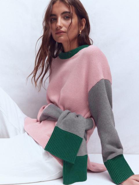 BODEN Lucy Relaxed Cotton Sweater-Pink, Grey, Green