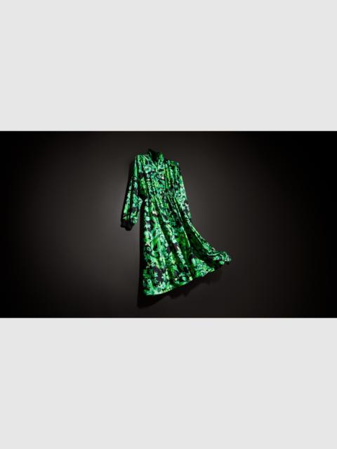 GUCCI Printed shiny stretch silk long dress