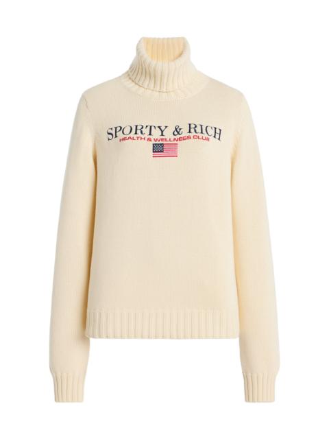 Sporty & Rich Nautical Knitted Cotton Sweater ivory