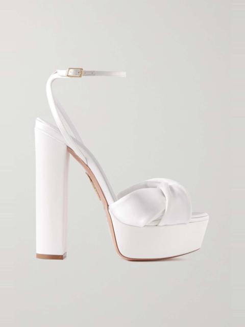 Olie Plateau 140 knotted satin platform sandals