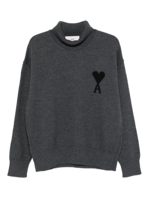 AMI Paris heart-logo turtleneck sweater