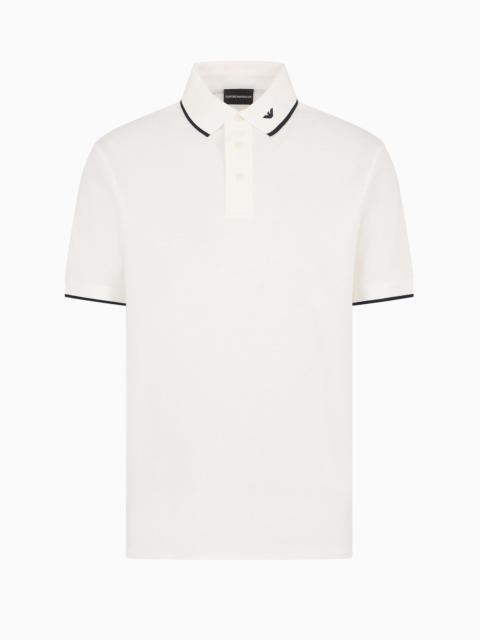 Mercerised piqué polo shirt with micro eagle embroidery