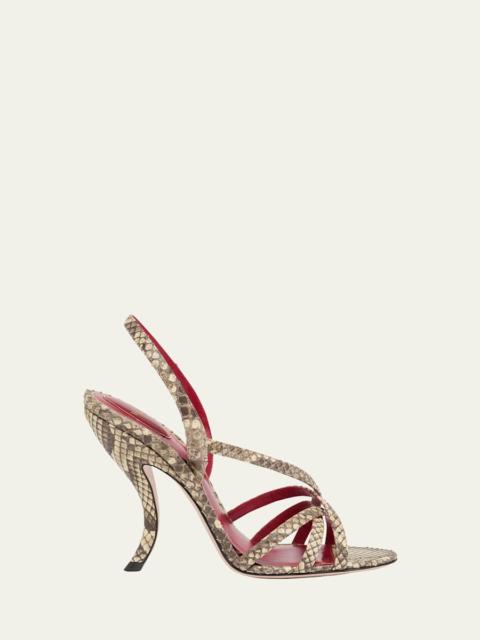 Valentino Fetishique Snakeskin Strappy Sandals