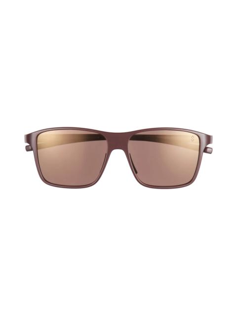 TAG Heuer Boldie 57mm Rectangular Sport Sunglasses in Matte Bordeaux /Brown Polar